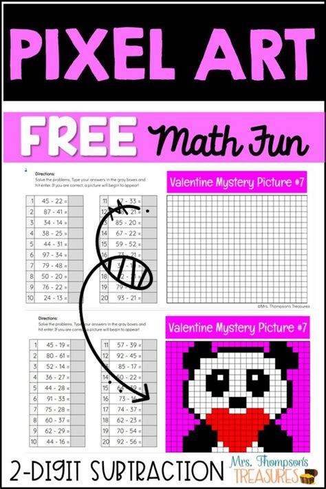 Math for kids, addition worksheets and kids math on pinterest. . Pixel art math activities free